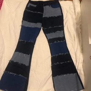 Patchwork Blue Flare Jeans Size XL y2k vintage 90s grunge hippie